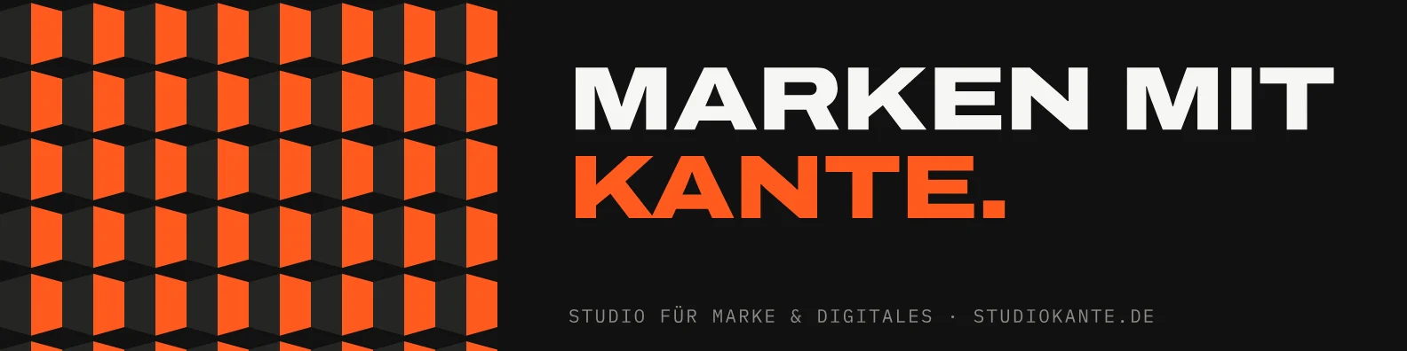 LinkedIn-Banner mit Leporello-Muster und dem Claim Marken mit Kante